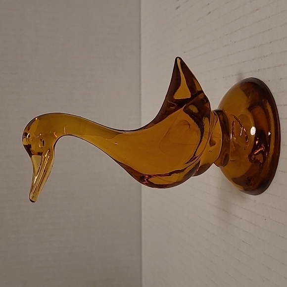 Vintage Amber Art Glass Duck - Picture 3 of 16